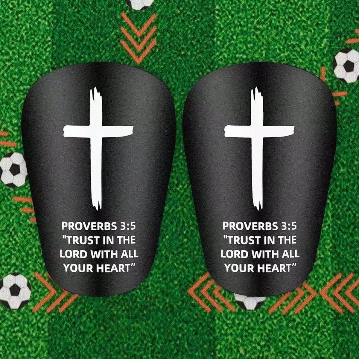 Mini Bible Quote Football Shin Guards, Football Accessories, Christian Faith Design, Size 3.93x2.36 Inches, Suitable for Youth and Adults