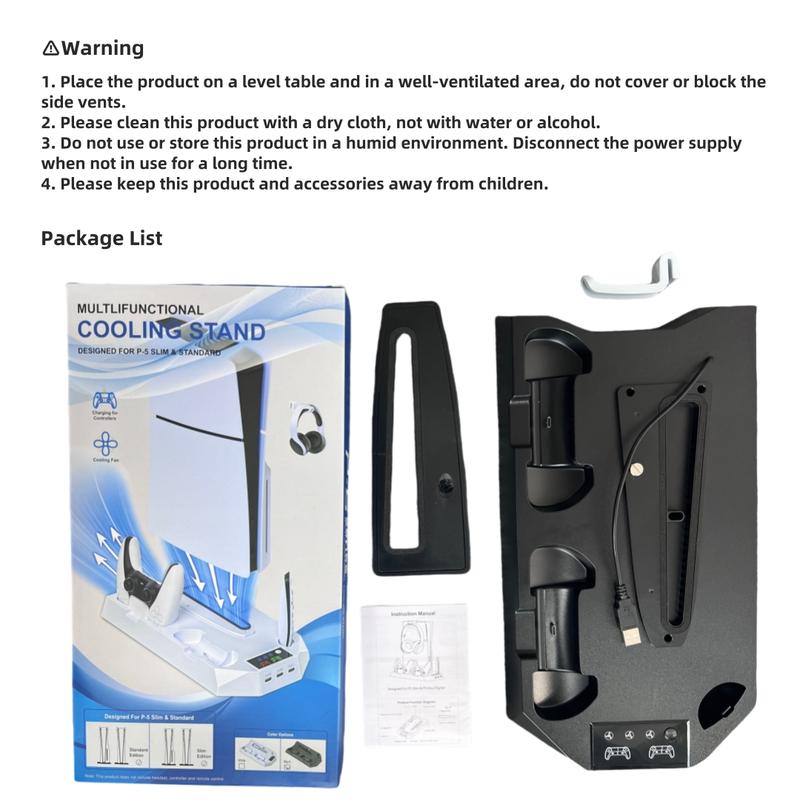 Cooling Stand for PS5/PS5 Slim Console Controller, Gamepad Charging Station, Cooling Docking Station, Console Accessories for Playstation 5, Gaming Items, Tween Gifts
