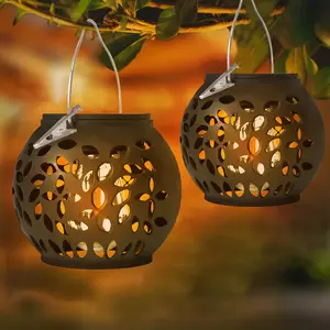 4pcs Outdoor Solar Hanging Lights, Solar Garden Decorative Lights, Solar Landscape Lights, Solar Hollow Projector Light, Solar Wall Lamp, Perfect for Gardens, Trees, Camping