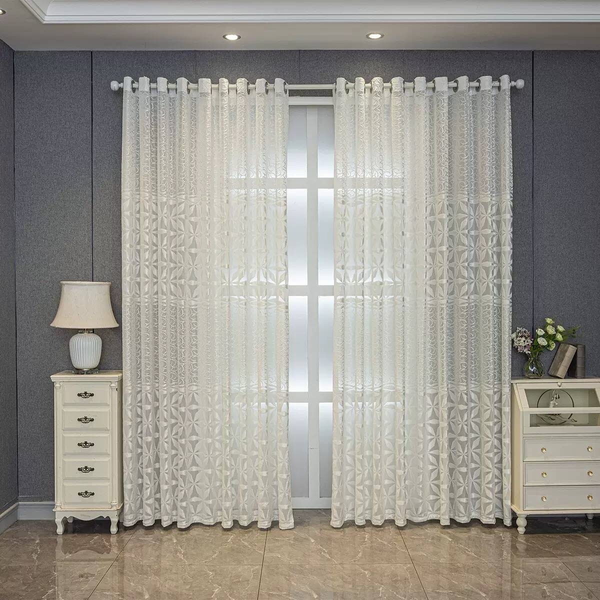 1pc Geometric Pattern Window Curtain Panel, Easy Install Curtain, Modern Grommet Privacy Curtain for Living Room, Balcony, Bedroom and Restaurant, Home Decorative