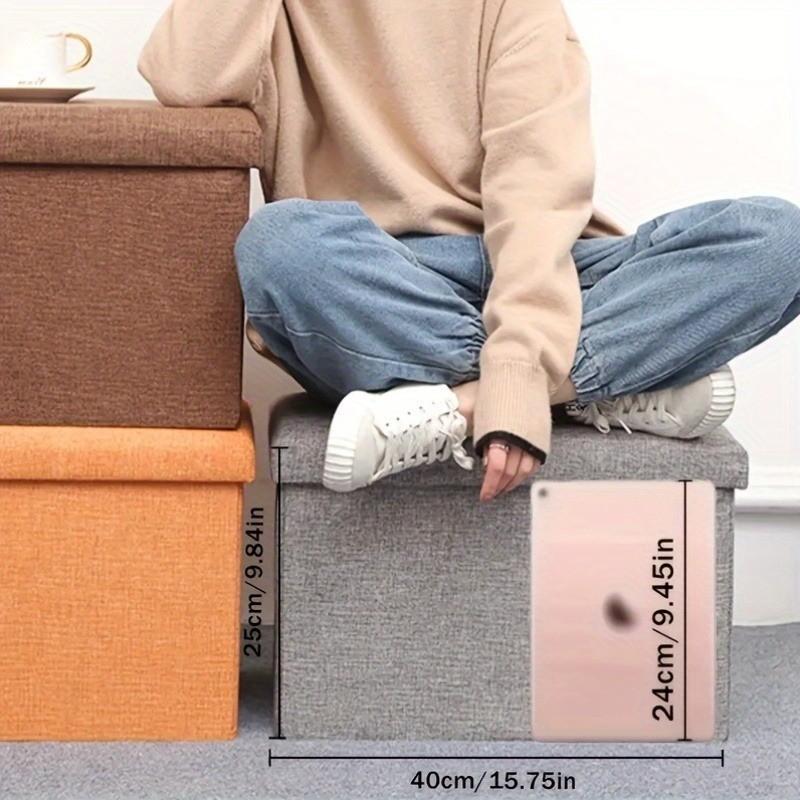 Portable Multi-Functional Foldable Rectangular Footstool, Folding Storage Ottoman, Storage Bench for Living Room, Bedroom, Hallway, Organize Space Efficiently