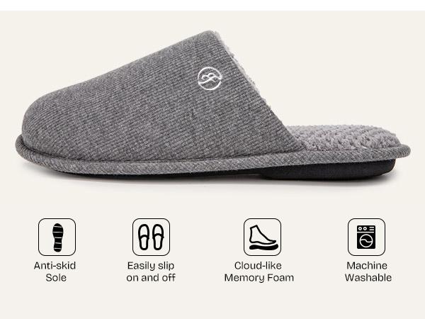 EverFoams Men's Cotton Knit Slippers Lightweight Memory Foam Indoor House Shoes with Anti-Skid Sole EverFoams Men's Cotton Knit Slippers Lightweight Memory Foam Indoor House Shoes with Anti-Skid Sole