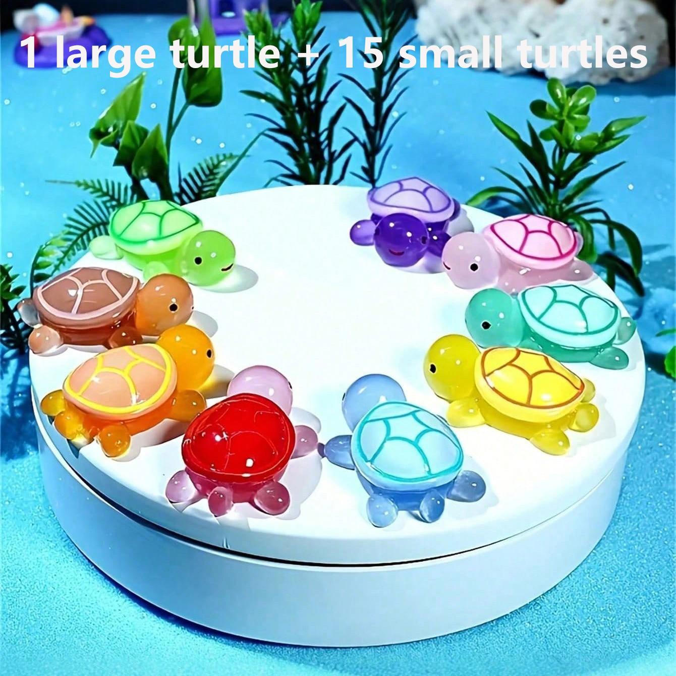 Glowing Large Turtle Decor, 15 Small Turtles Included, Unique Handmade Storage Box, Party Gift, Home Decoration, No Power Needed