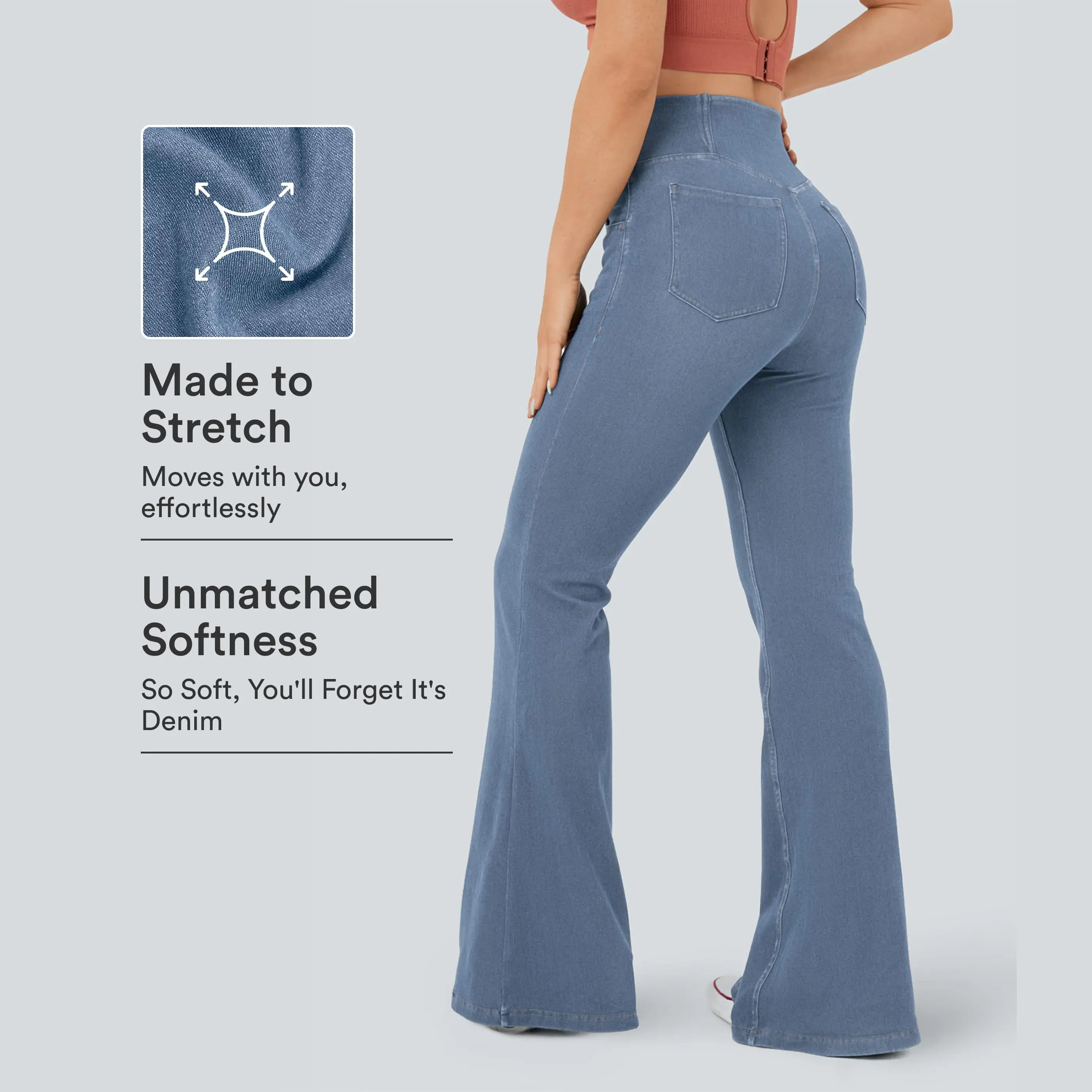 Halara Flex™ High Waisted Crossover Pocket InstantCool Washed Casual Jeans