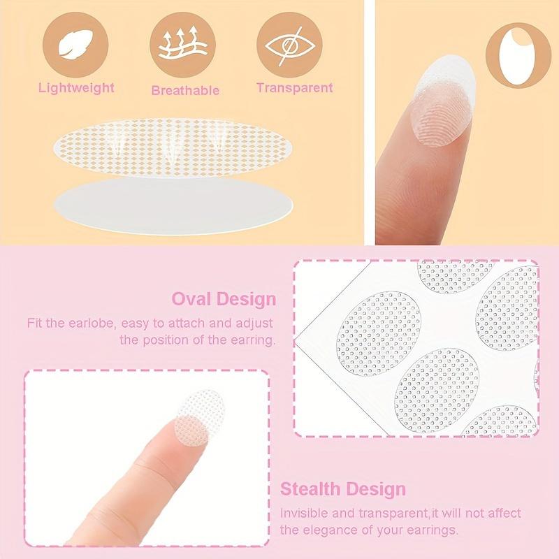100pcs/10sheets 200pcs/20sheets Transparent Invisible Earlobe Protector for Women's Ear Piercing, Anti-enlargement Ear Sticker, Earlobe Support Patch for Strengthening Earring Support & Preventing Stretching