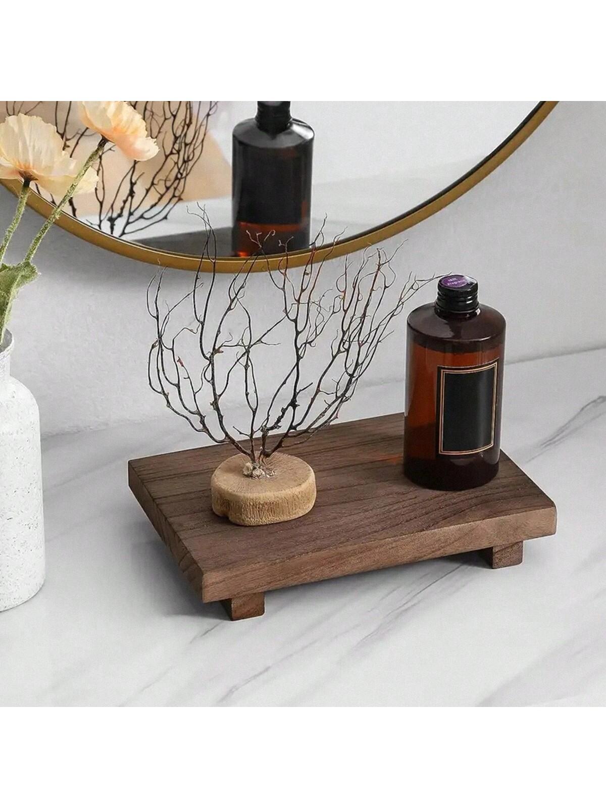 Small Bathroom Counter Organizer, Wooden Decorative Tray, Rectangular Cosmetic Rack, Kitchen Soap Bottle Holder, Home Party Gift