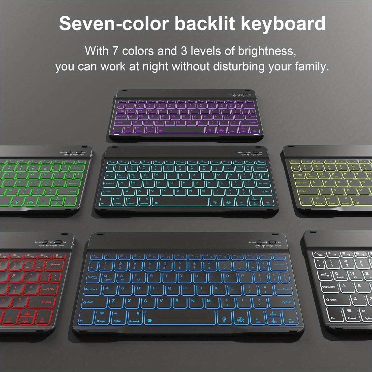 Bluetooth-compatible Keyboard Case for 10th Gen iPad, RGB Backlit Keyboard, Slim Stand Protector, Pen Slot, Shell, Compatible with A16 iPad (2022)