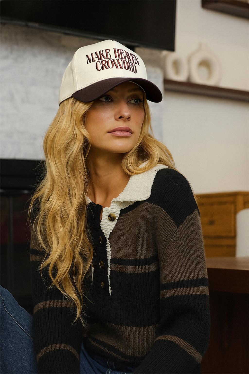 MAKE HEAVEN CROWDED TwoTone Trucker Hat,Embroidered Headwear,Adjustable Snapback,Trucker Cap,Faith Trucker Cap,Christian Gift,