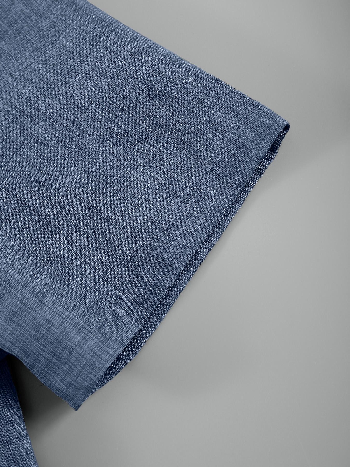 Men's Solid Button Shirt & Drawstring Waist Pants Loungewear, Loose Casual Comfy Short Sleeve Collared Top & Trousers Pj Set, Men's Sleepwear for Summer