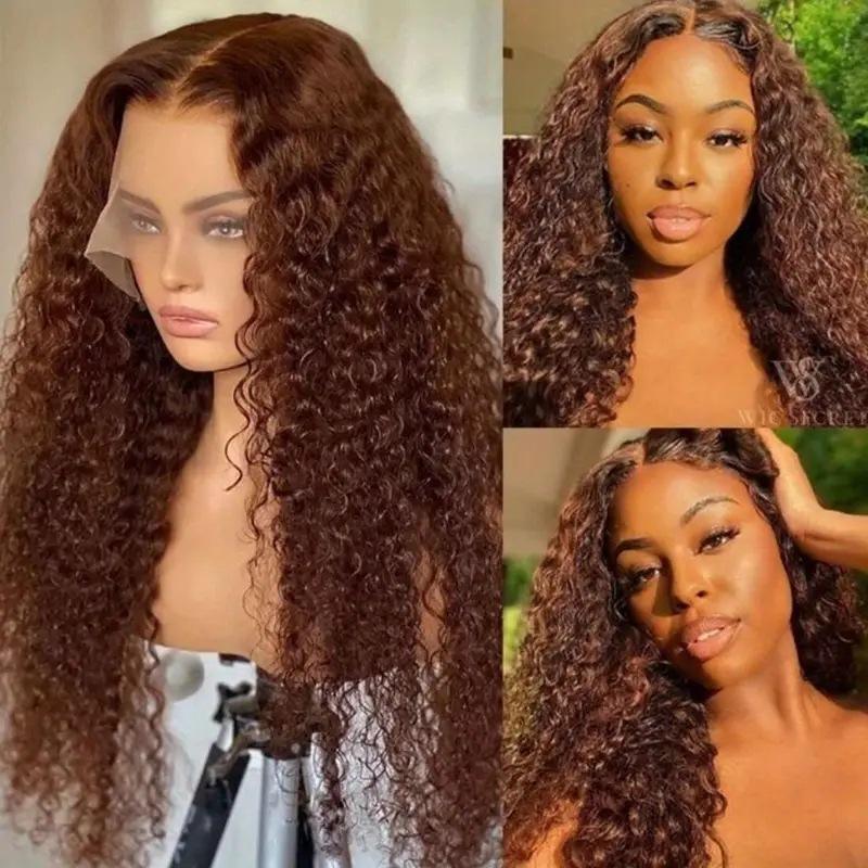 13x6 Deep Wave Lace Front Wig Human Hair Pre Plucked Brazilian Virgin Hair Glueless 30 Inch Long Curly Wig for Women Black