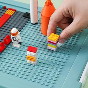 Plastic Arts and Crafts Storage Organizer Bin - 1 Set Toy Organization Stackable Bin with Building Baseplate Lid, Removable Divided Tray for Blocks, Art Supplies