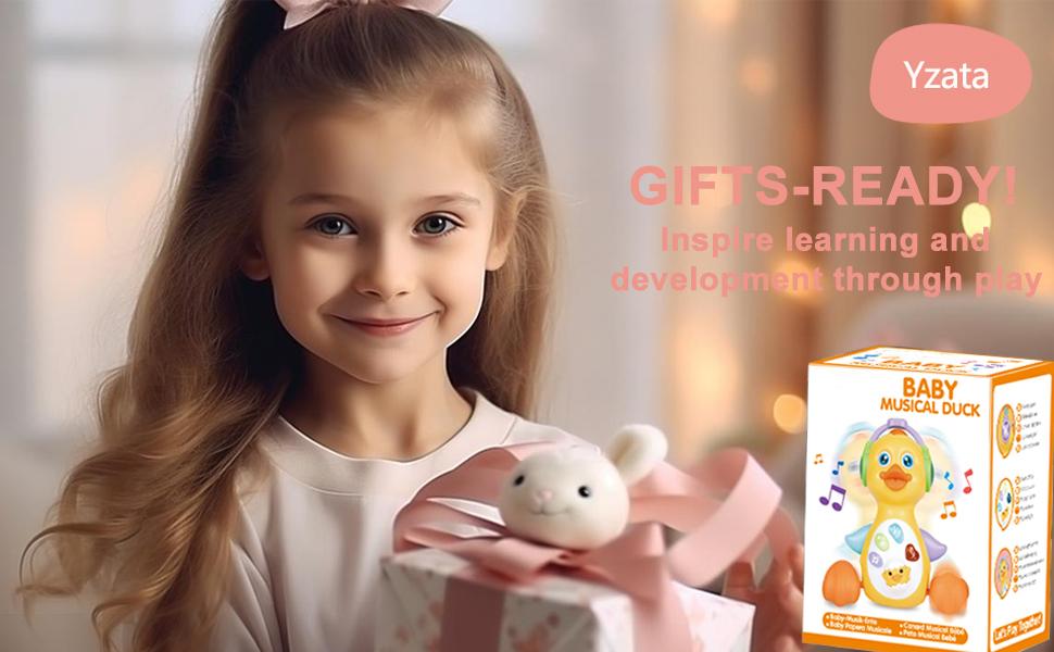 Musical Flapping Yellow Duck, Crawling Tummy Time, Educational Learning Walking Light Up Dancing Toy for 1 Year Old Baby Toddler Infant Easter Valentine Gifts