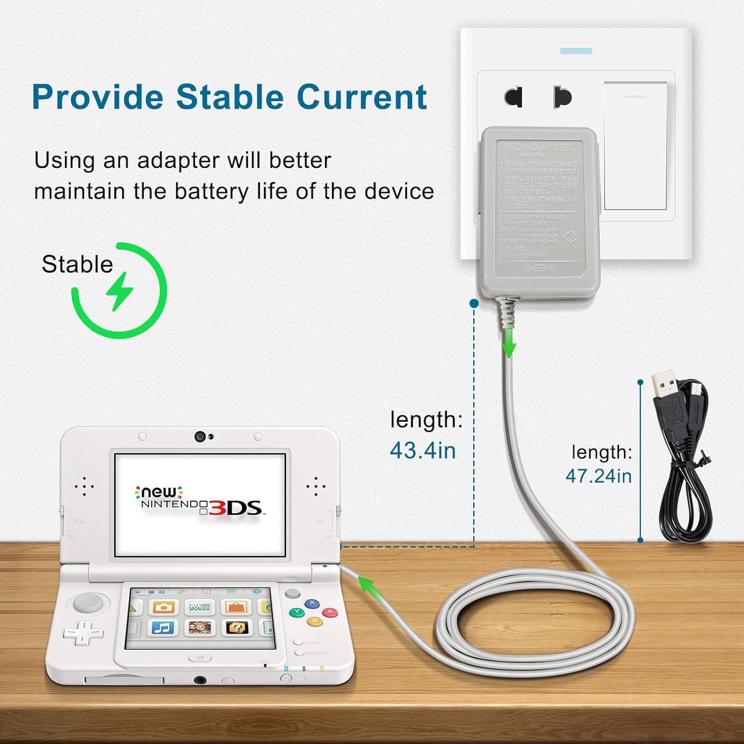 3DS Charger AC Adapter Compatible with DSI Consoles, Portable Replacement Charger Accessory kit with USB for 2DS/ 2DS XL/3DS/ 3DS/3DSXL/ 3DS XL/DSi/DSi XL 3DS Charger AC Adapter Compatible with DSI Consoles, Portable Replacement Charger Accessory kit with USB for 2DS/ 2DS XL/3DS/ 3DS/3DSXL/ 3DS XL/DSi/DSi XL