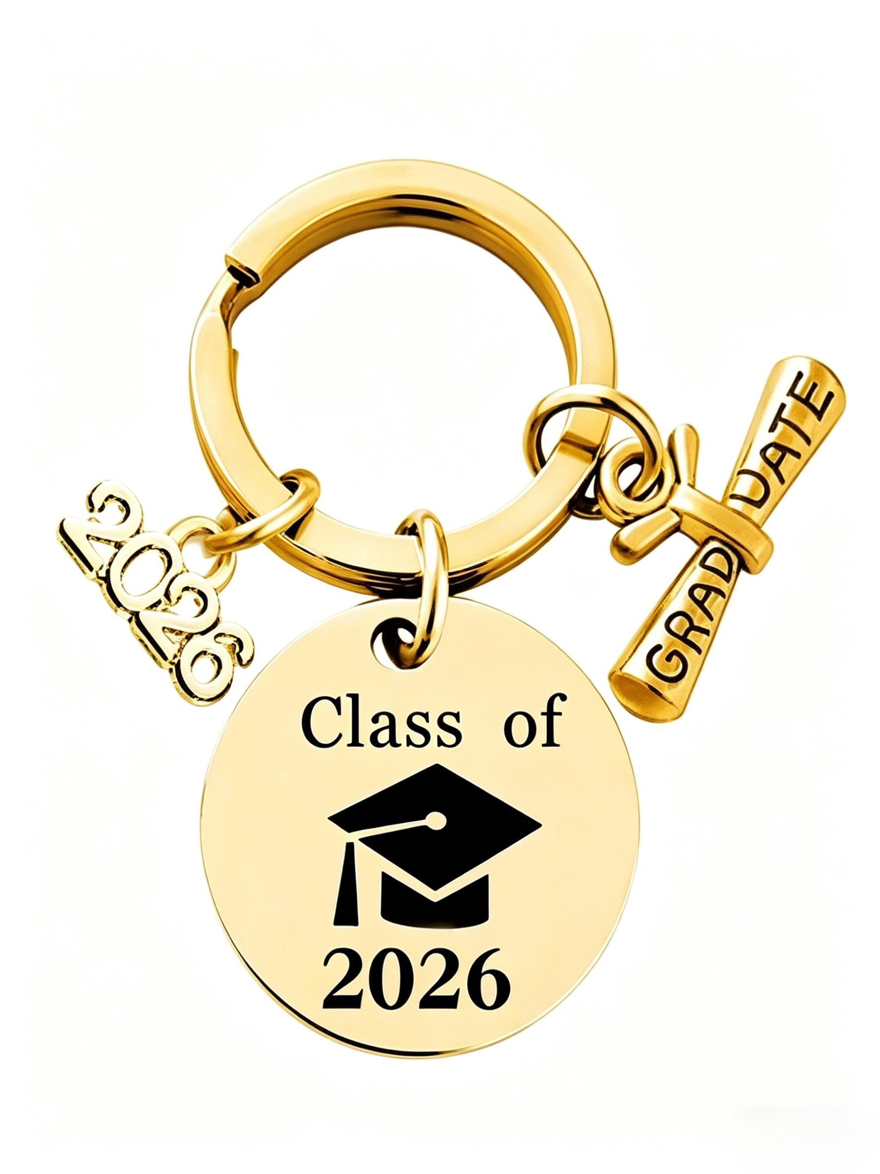 Graduation Gift Stainless Steel Keychain, Customizable Metal Keychain, Backpack Charm, Car Key Holder, Memorial Souvenir, Youth Memory Pendant