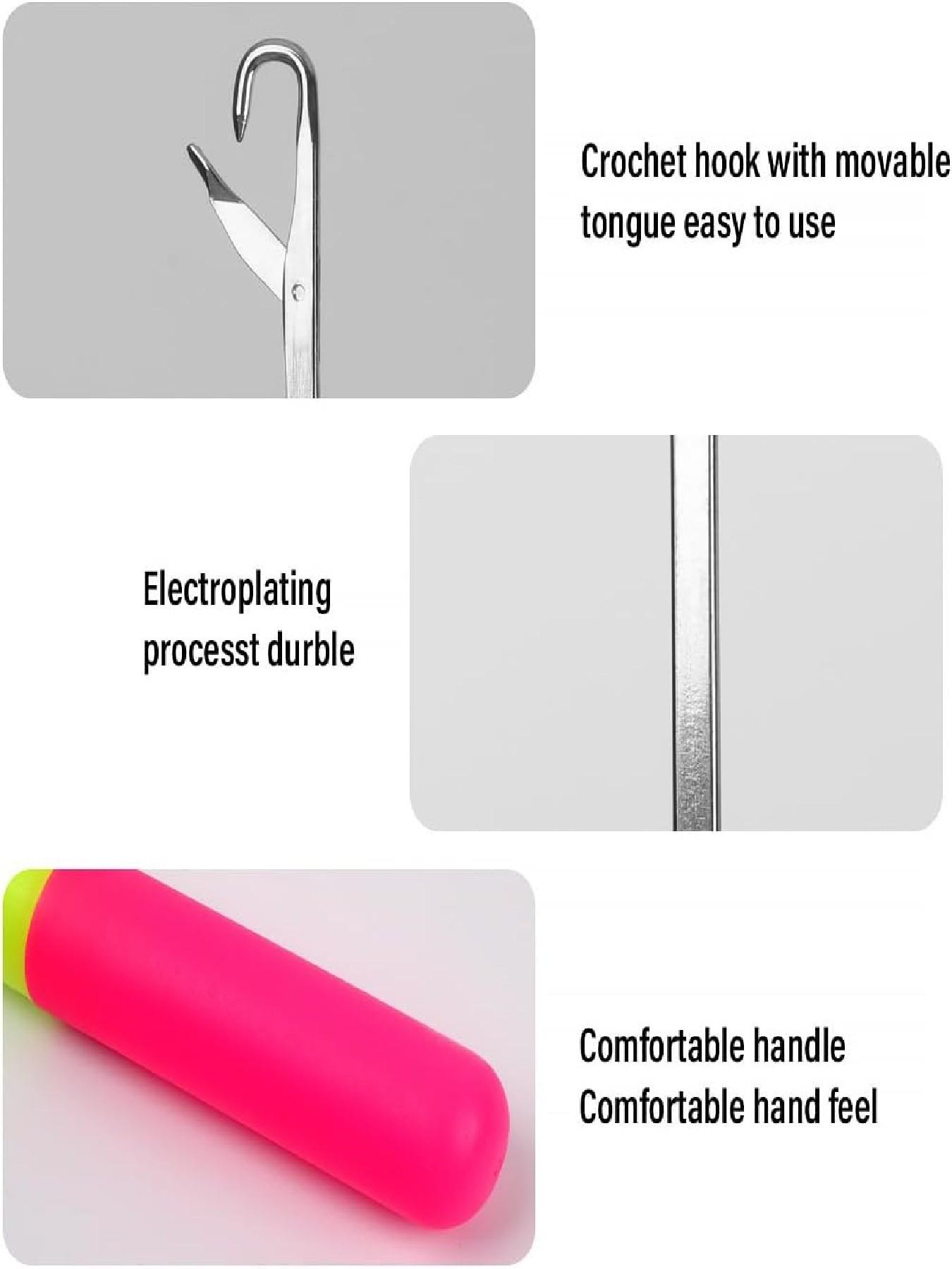 2Pcs Latch Hook Tool, Latch Hook Crochet Needle for Micro Braids, Hair Extension, Feather and Carpet