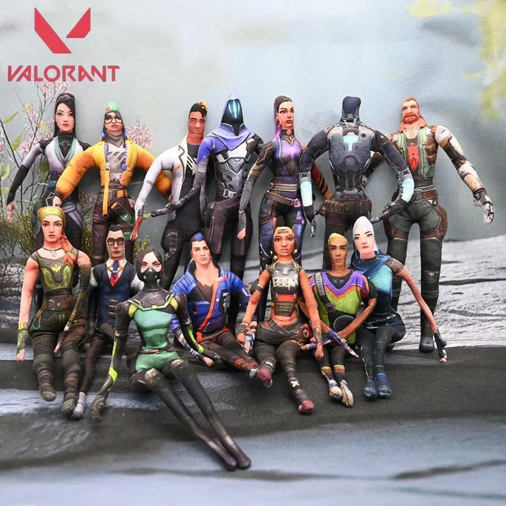 2026 Hot selling toys Game VALORANT Jett Viper Sage Cosplay Keychain Plush Cotton Doll Slender Twistable Shape Room Abstract Model Decoration Gift Internet-famous toy