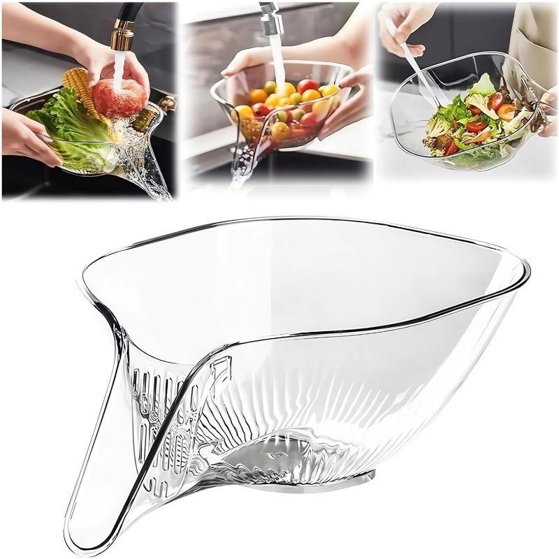 1pc Multi-functional Internet Celebrity Drain Basket, Kitchen Vegetable Washing Basket Multifunctional Vegetable Washing Basin, Washing Fruit Drain Basket, Creative Self-contained Water Drain Basin for Restaurant
