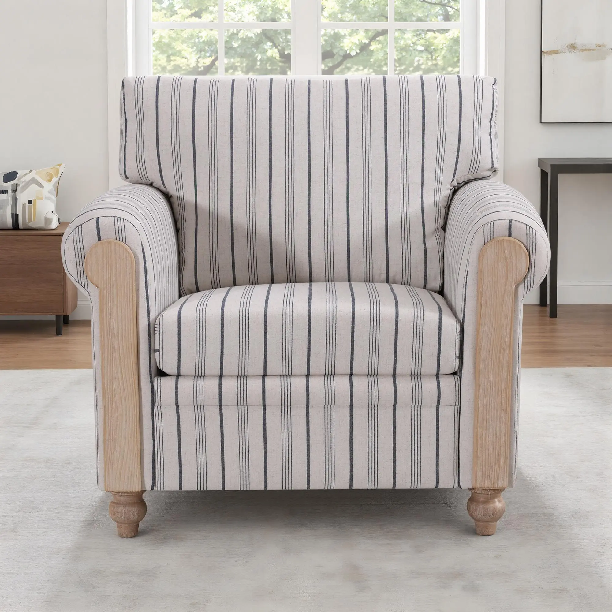 Roll Arm Sofa with Detachable Seat Cushion, Polyester Blend Upholstery, 1-Seat or 3-Seat Living Room Couch