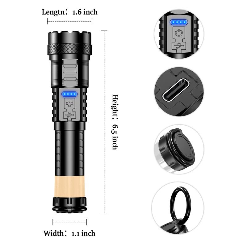 【Valentine's Day gift】 Strong Light Laser Flashlight USB Rechargeable with 8 Light Modes, High Lumens,Strong magnetic attraction,Emergency Red and Blue Lights, International Rescue Lights,for Hiking, Garage, Garden, Camping, Emergency