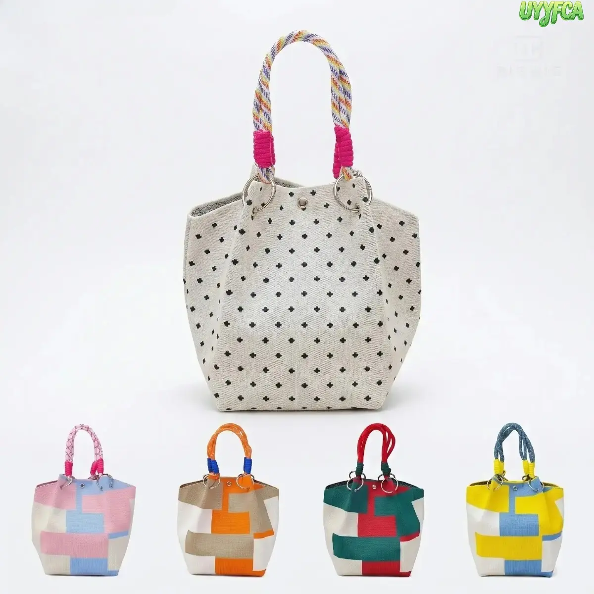 Knitted Mini Tote Handbag For Women, Rope Top Handle Small Bucket Purse With Magnetic Snap, Lightweight Woven Bag For Shopping, Beach Trip And Daily Casual Outings,back to school,back to school haul