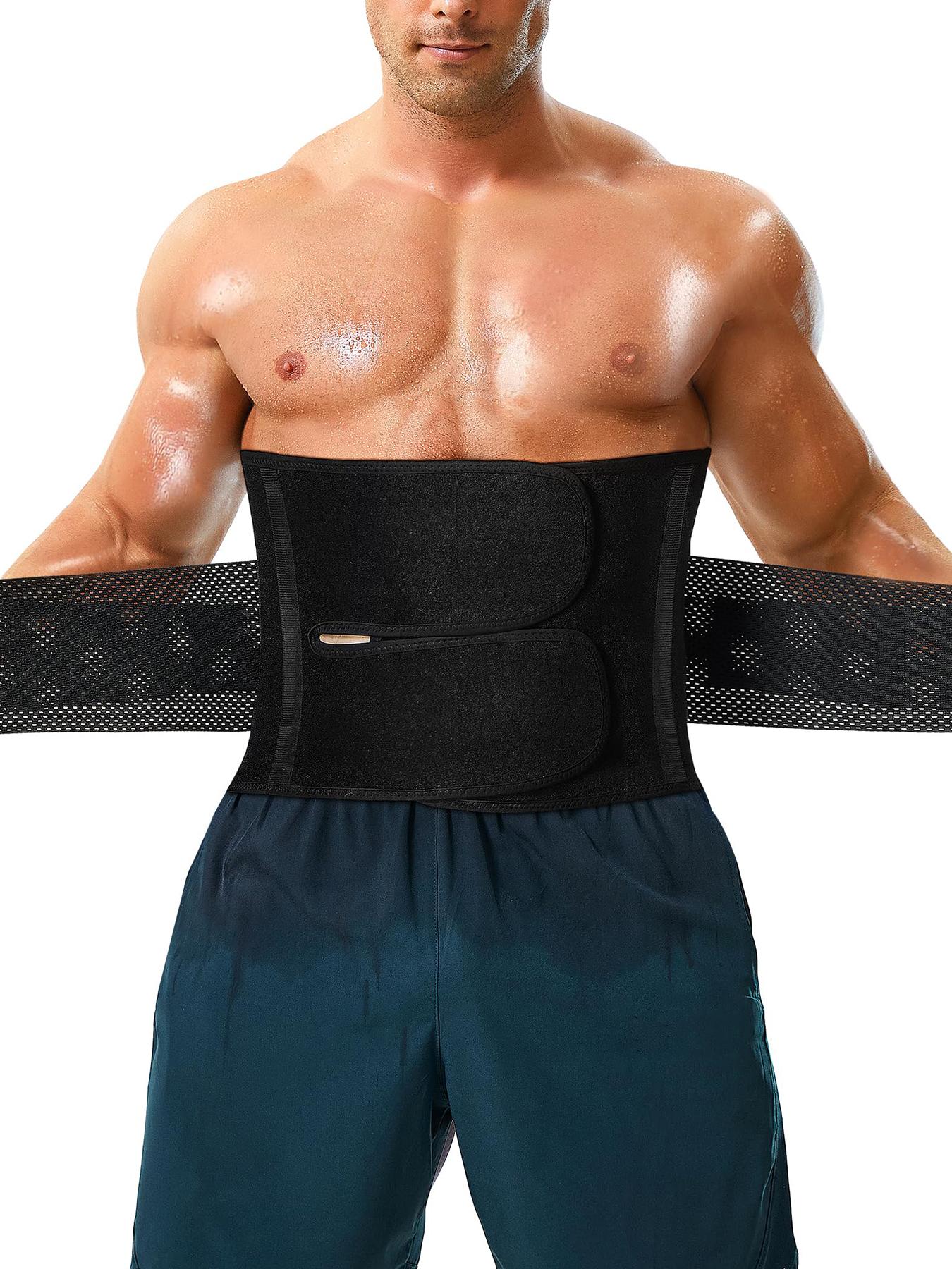 1 piece men's sauna body shaping and abdominal belt, Adjustable Waist Trainer, opening and closing design, multiple compression, 7 waist bones to prevent curling and protect the spine