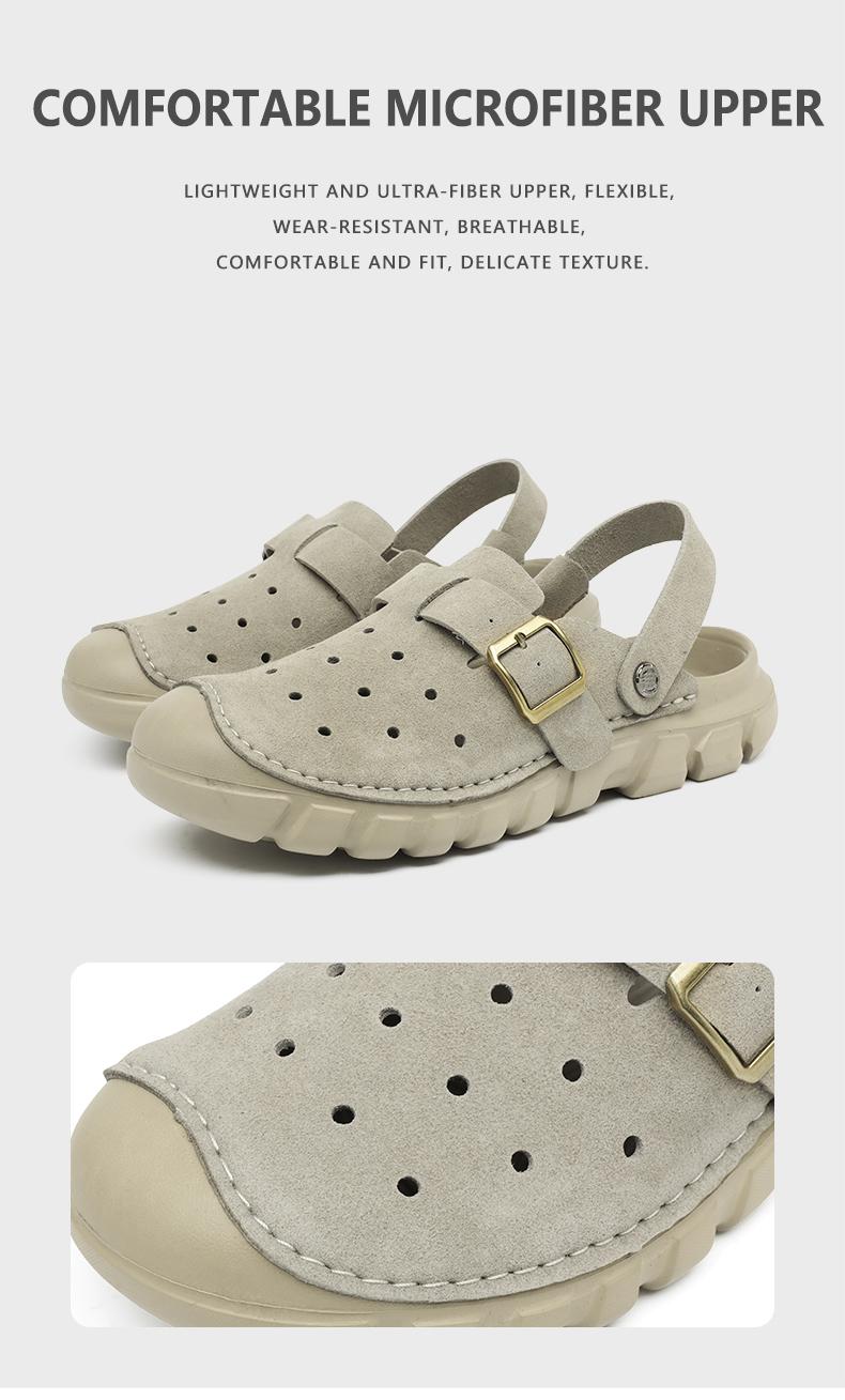 Men's Perforated Slingback Clog, Breathable Closed Toe Sandals, Non-Slip Two-Way Wear Slippers, Lightweight Vegan Leather Fisherman Shoes for Beach Hiking Travel, Retro Summer Athletic Outdoor Clogs, Big Size 11 12 13