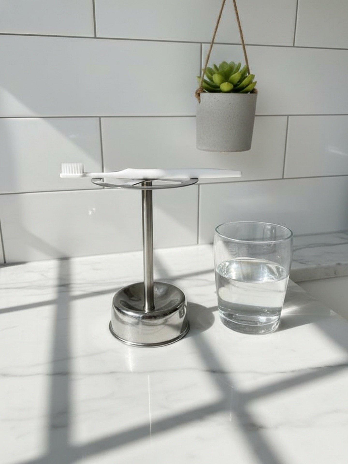 Bathroom Minimalist Industrial Toothbrush Holder, Waterproof Rustproof Stainless Steel, Classic Design, Durable & Stylish Bathroom Accessory