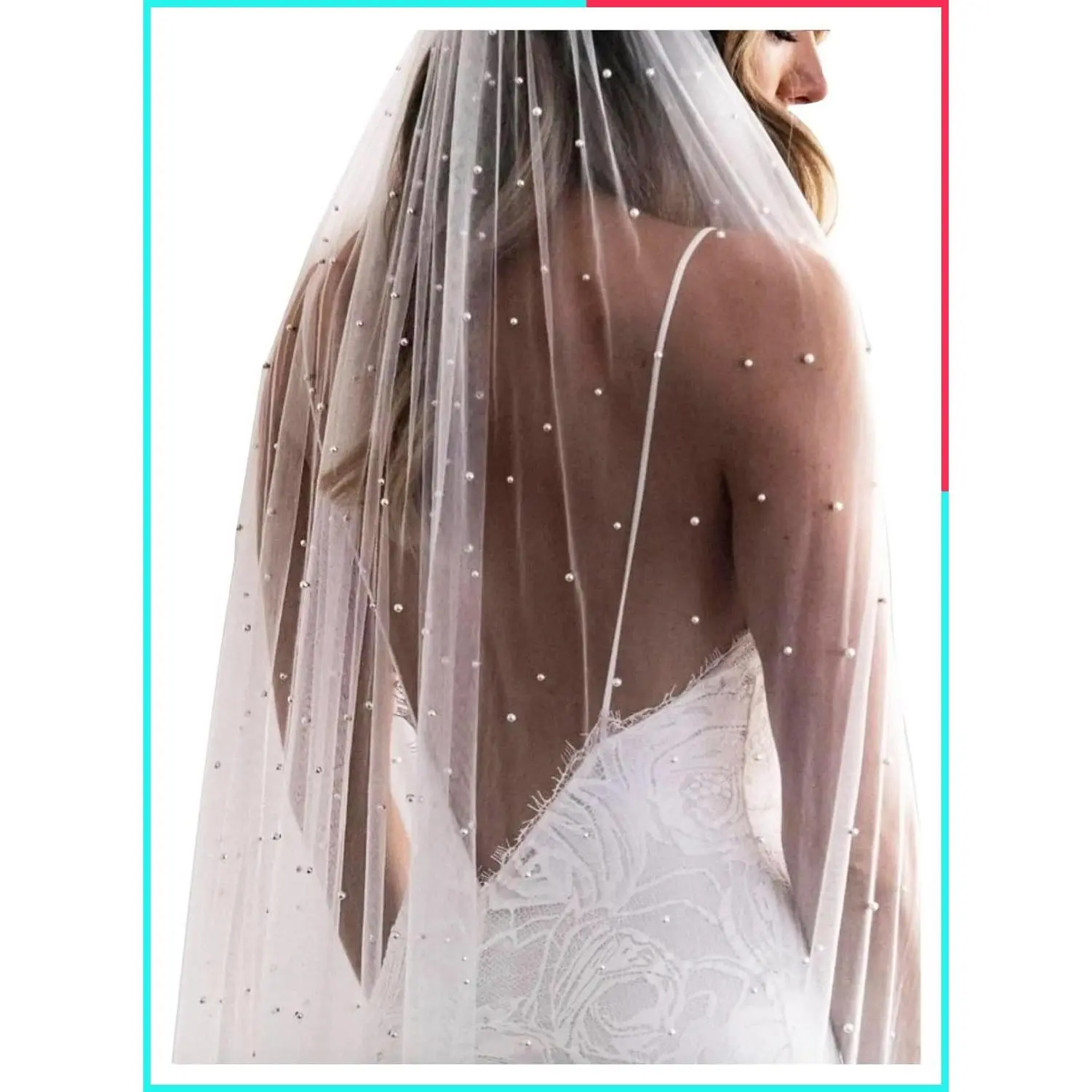 One-Tier Pearl Wedding Bridal Veil with Metal Comb