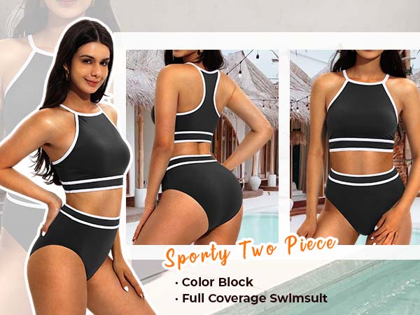 Tempt Me Women High Waisted Bikini Two Piece Swimsuit Sporty Bikini Sets Color Block Swimsuits High Neck Bathing Suit with Full Coverage Bikini Bottom Racerback Swim Crop Top with Tummy Control Bottom Tempt Me Women High Waisted Bikini Two Piece Swimsuit Sporty Bikini Sets Color Block Swimsuits High Neck Bathing Suit with Full Coverage Bikini Bottom Racerback Swim Crop Top with Tummy Control Bottom