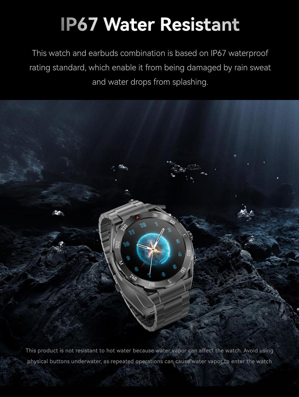 F33 Business Smart Watch with Earbuds 1.43 Inch AMOLED HD Display Bluetooth Calling Health Tracking Long Battery Life