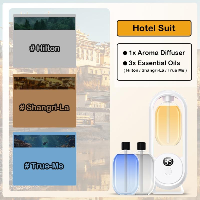 Home Aromatherapy Mist Maker Aroma Diffuser with 3 Essential Oils, Timer Automatic Spray, 5 Spray Modes, USB Charging, Long Battery Life, Multi-Scene Use