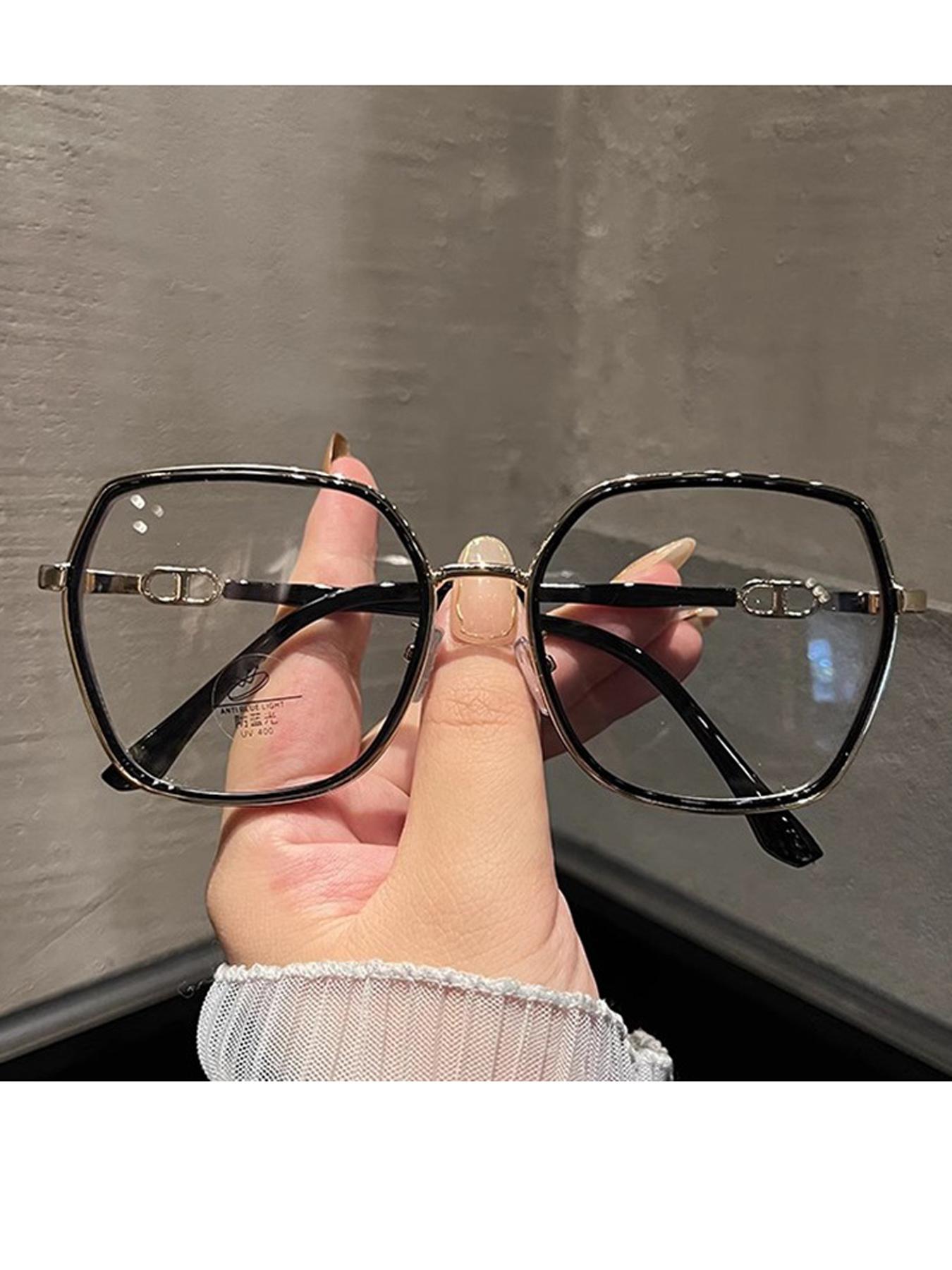 Simple Anti-blue Light Eyeglasses for Everyday Use, Large Square Frame Fashion Eyeglasses for Women & Men, Fashion Eyeglasses for Work, Daily Clothing Decor, Lightweight Eyeglasses, Casual Eyeglasses