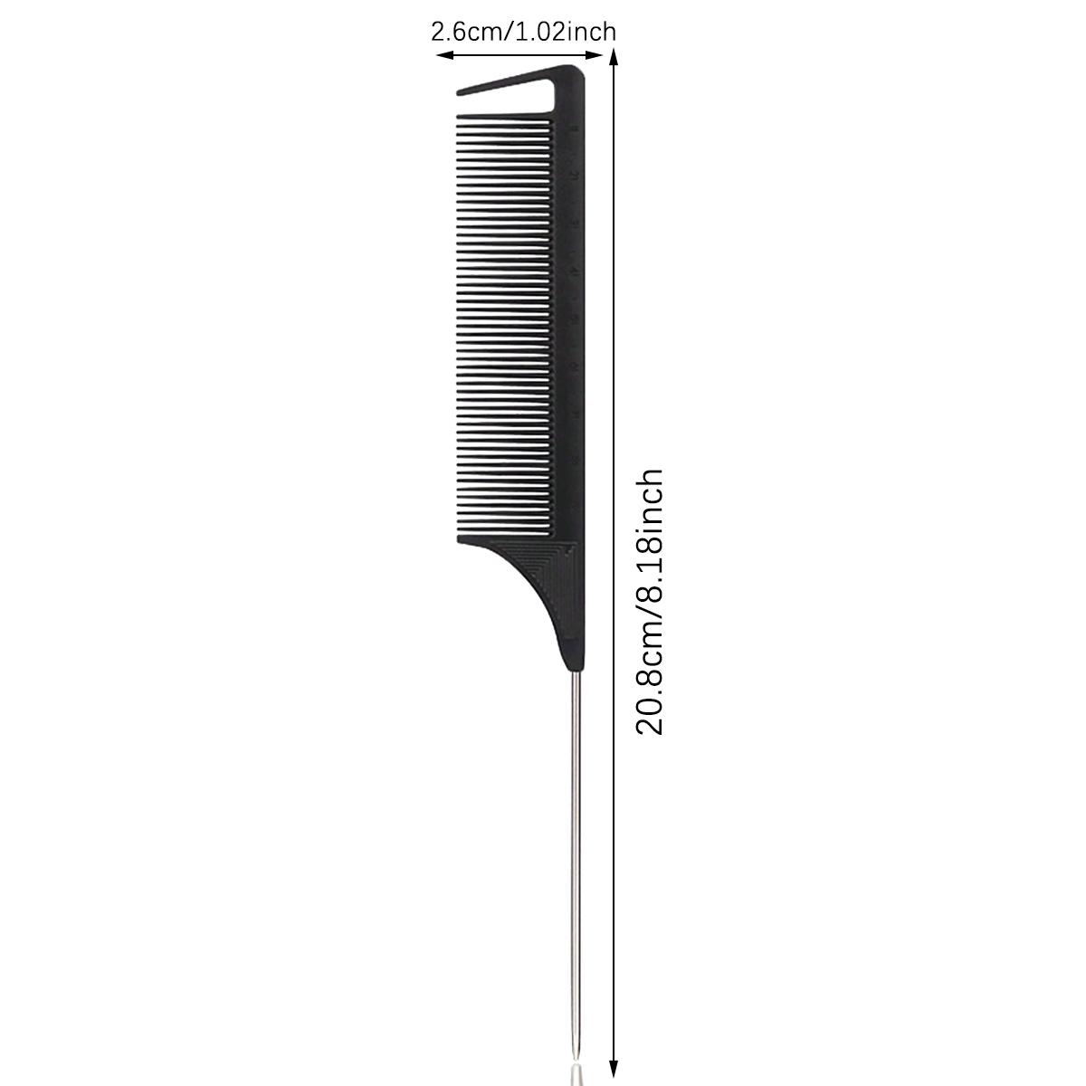 Professional Hair Comb with Scale, Stainless Steel Fine Teeth, Anti-Static, Ideal for Salons and Home Use, Sharp Tail Design
