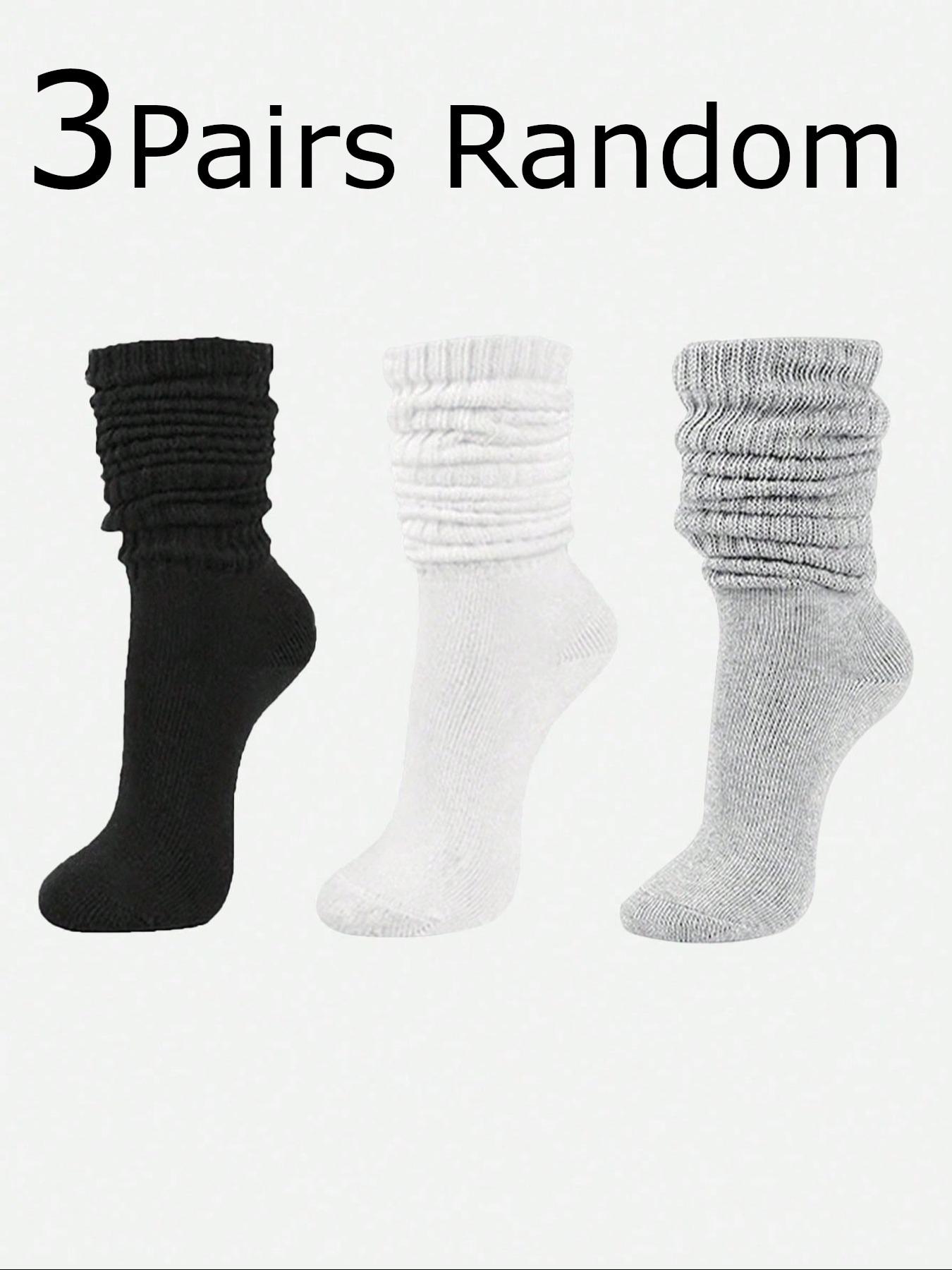 Socks Set, Girls' Solid Color Crew Socks, Simple Versatile Knitted Split-Toe Socks, Fall Winter Warm Mid-Calf & Long Socks, Casual Soft Socks, Casual Comfy Socks