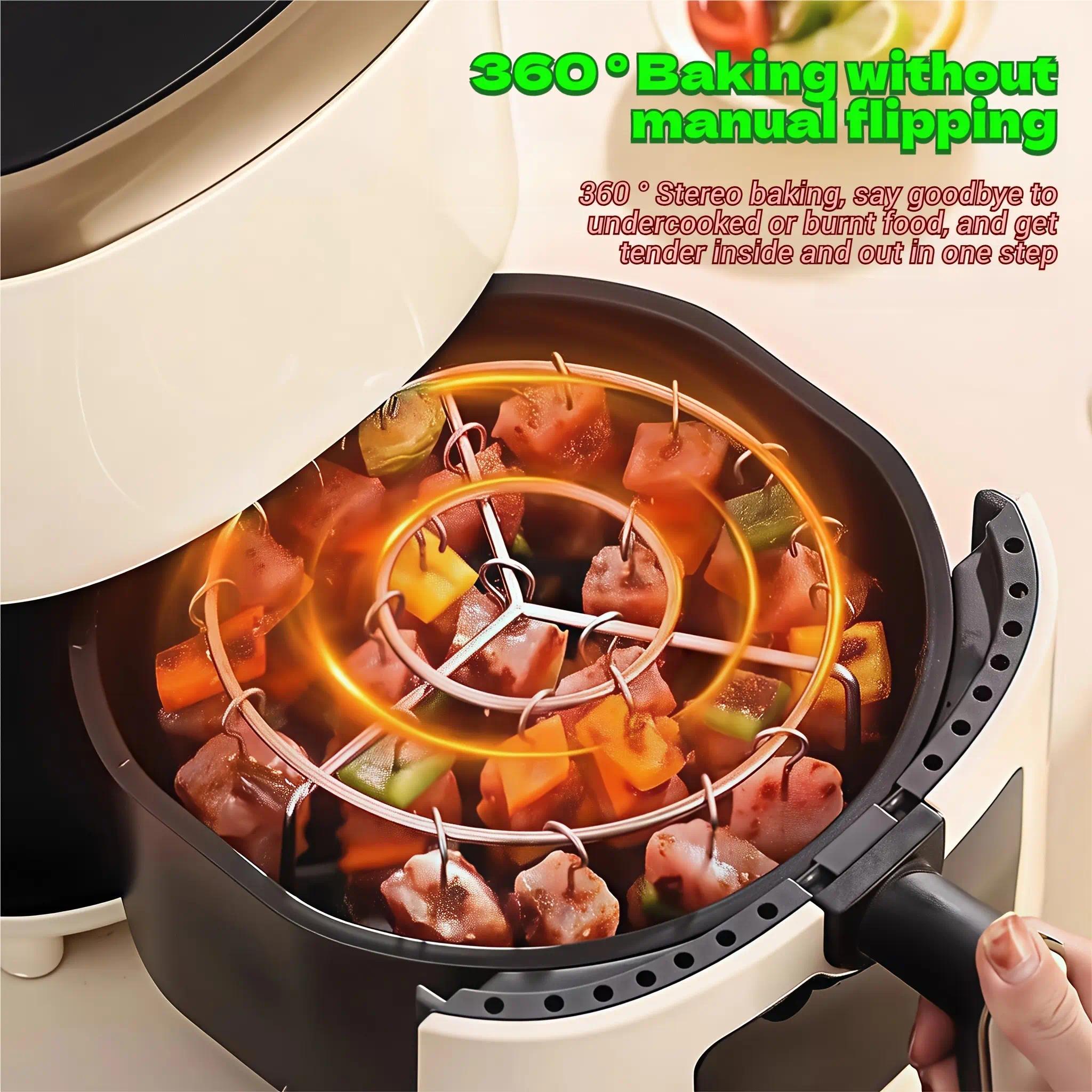 2026 Modern Vertical Skewer Stand with 24 Sticks, Fits 3QT–6QT Air Fryers, Ovens and Small Grills, Delivers Balanced Heating, Avoids Charring, Great for Grilling Kebabs, Veggies & Sausages, Useful Kitchen Accessory