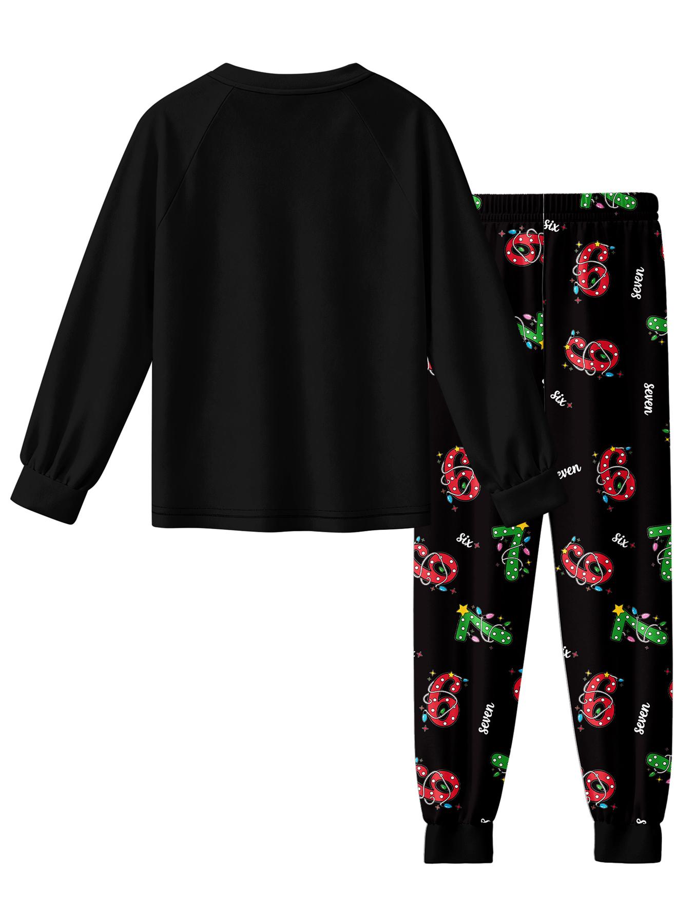 #67 Funny Kids Sleepwear Set Pajamas Christmas, Six Seven  Theme Fashion Print, Comfortable Soft Fabric, Holiday Gift Essential, Cartoon Print Pajama