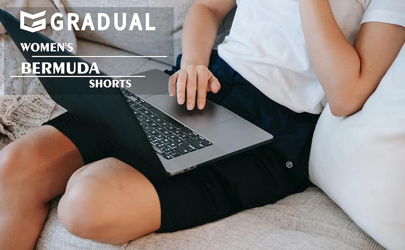 G Gradual Women's Bermuda Shorts Jersey Shorts with Deep Pockets 7" Long Shorts for Women Lounge Walking Athletic