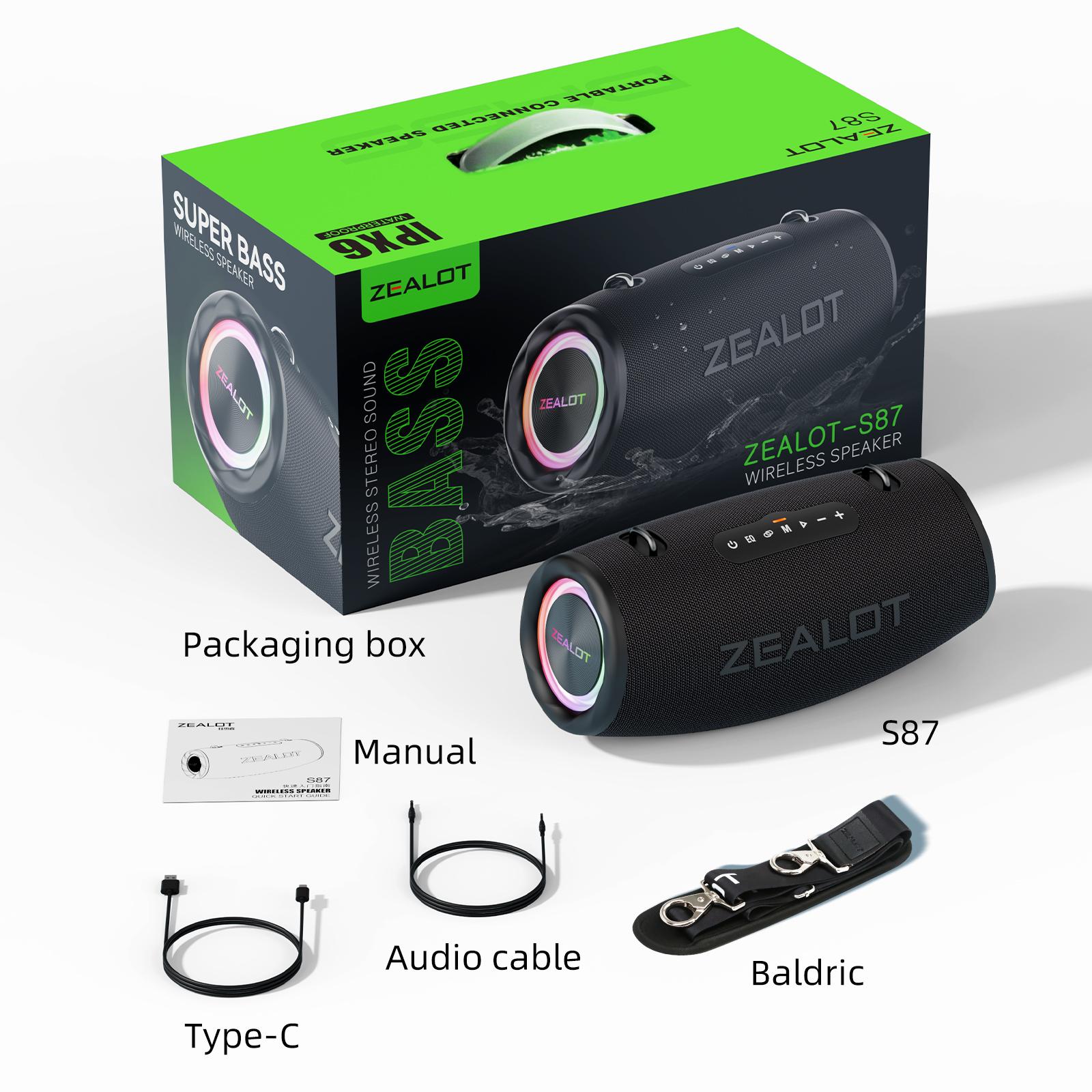 ZEALOT Zealot S87 Portable Wireless Speaker, 1 Count USB ZEALOT Zealot S87 Portable Wireless Speaker, 1 Count USB