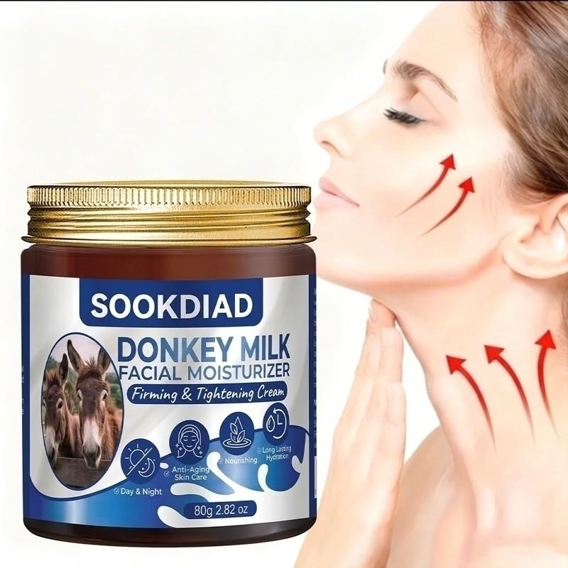 Convenient Donkey Milk Moisturizing Cream, Facial Use, Quick Hydration, Nourishing Skin Care, 80g/2.82oz, All Skin Types, Morning and Evening