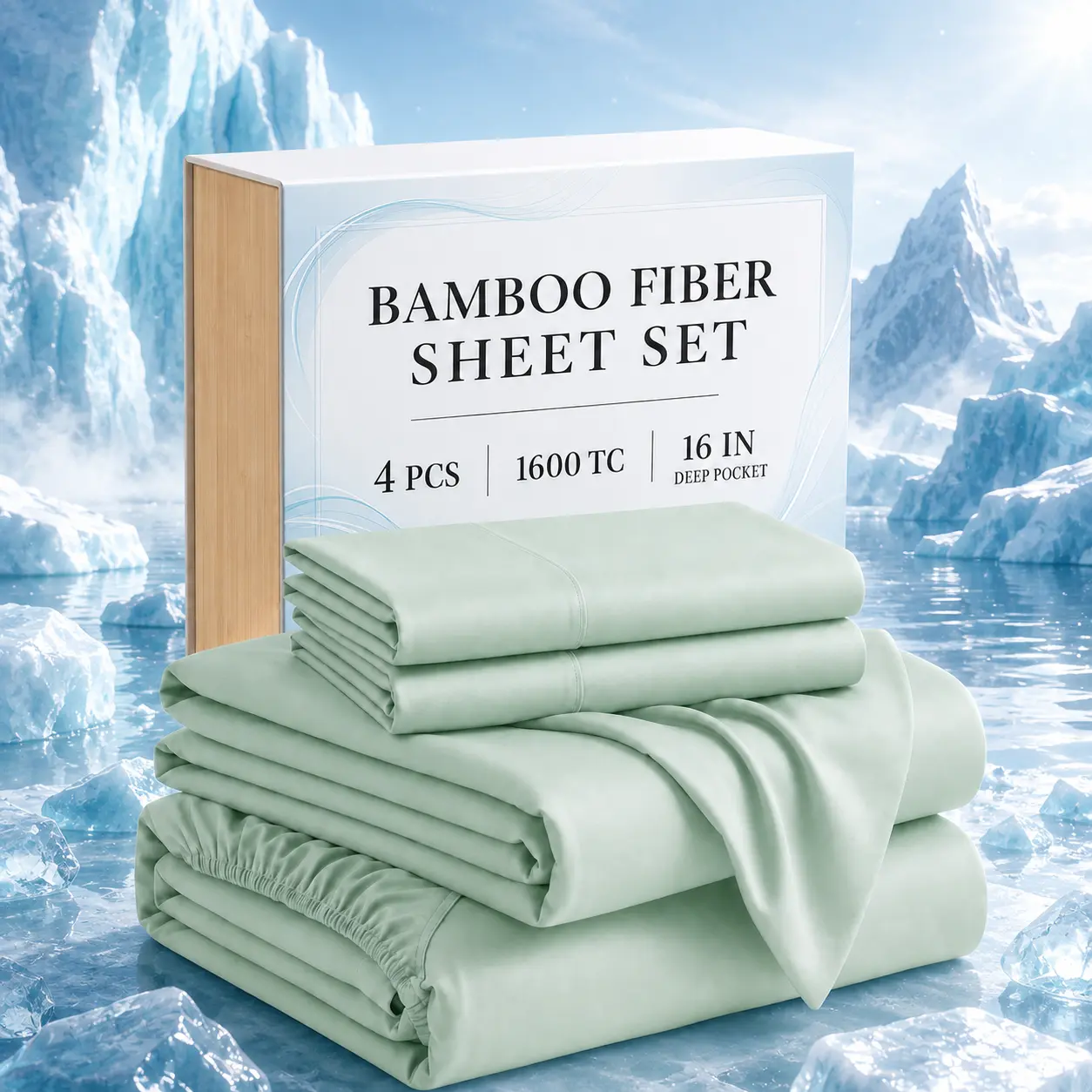 3/4PCS Extra Deep Pocket B Sheets Set- Breathable & Cooling Bamboo Blended Bed Sheets-Sheet & Pillowcase Set, - Hotel Luxury Bed Sheet Set - Soft, Wrinkle Free & Comfy - Deep Pocket Twin/Full/Queen/King Sheet Sets