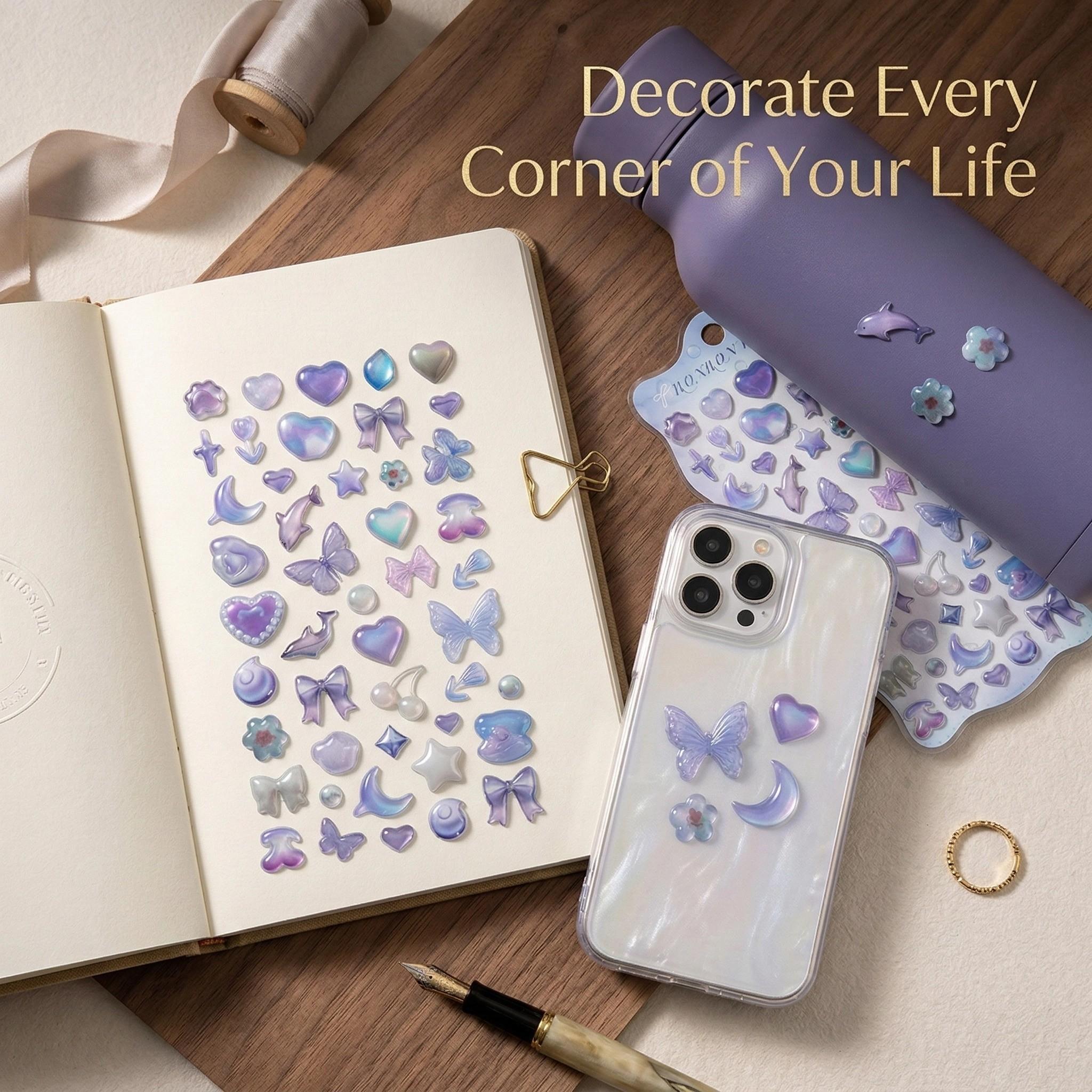 3D Cartoon Ocean Adventure Stickers, High-Quality Embossed Decals for Scrapbooks, Notebooks, Phone & Tablet Decorations