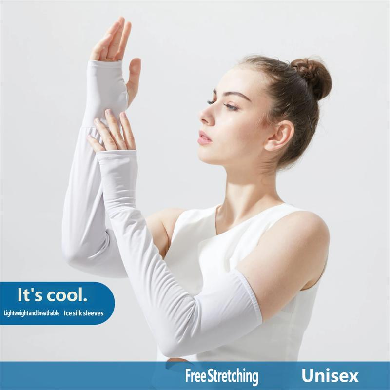 Unisex Solid Color Sun Protection Arm Sleeves, Breathable High Elasticity, Ideal for Outdoor Sports, Cycling and Running