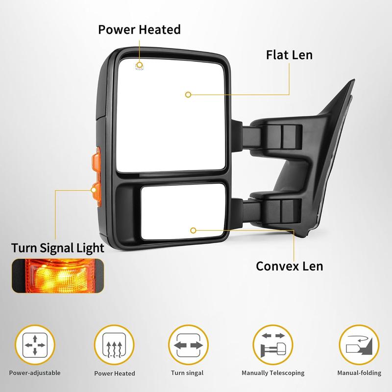 OEDRO Towing Mirrors compatible for 1999-2007 Ford F250 F350 F450 F550 Super Duty Tow Mirror Power Heated with Turn Signal Light 1999 2000 2001 2002 2003 2004 2005 2006 2007 OEDRO Towing Mirrors compatible for 1999-2007 Ford F250 F350 F450 F550 Super Duty Tow Mirror Power Heated with Turn Signal Light 1999 2000 2001 2002 2003 2004 2005 2006 2007