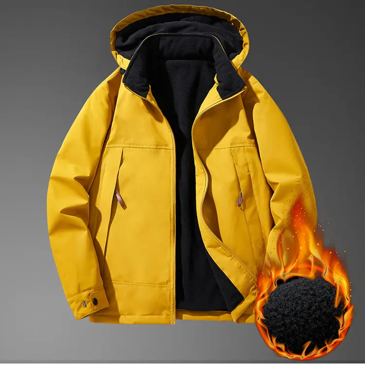 Men's Casual Hooded Fleece Lined Windbreaker Outdoor Jacket Thermal Softshell Cargo Coat Daily Apparel Clothes Wear Outfit Style cozy soft cool clean chic premium classic stylish durable trendy comfy urban hype Vibe Tops Outerwear Winter Outerwear Coat