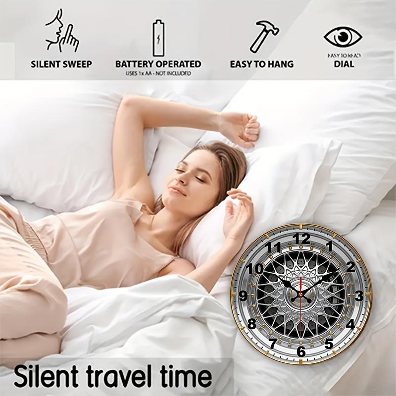 . 2D Flat. 1pc. Car Wheel Hub Themed Wall Clock, Silent Decorative Clock, Creative Wall Clock, Suitable for Bedroom, Living Room, Office Decoration, 25/30 cm (AA Battery Not Included), 2D Flat
