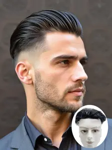 Men'S Super Handsome Back-Comb Human Hair Toupee,Topper Hairpiece Replacement System, Ultra-Thin Breathable Pu Base,Designed Specifically For Men To Address Thinning At The Top Of The Hairline.