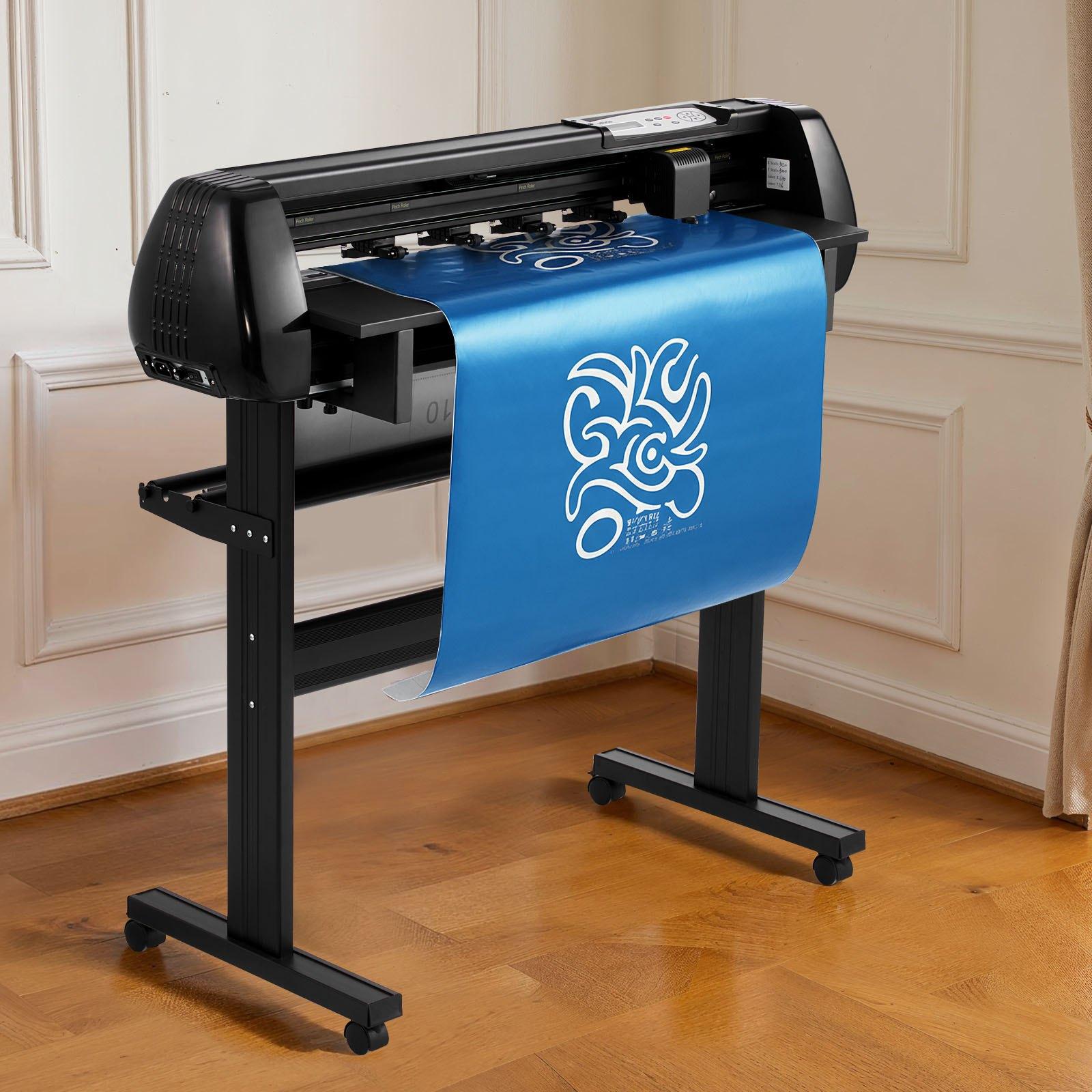 VEVOR Vinyl Cutter Machine, 34 inch Max Feed Width, Dual Blades, Adjustable Force and Speed, LED Display, Vinyl Plotter Cutter Printer Bundle with Sticker Sheets, Transfer Film, Signmaster Software