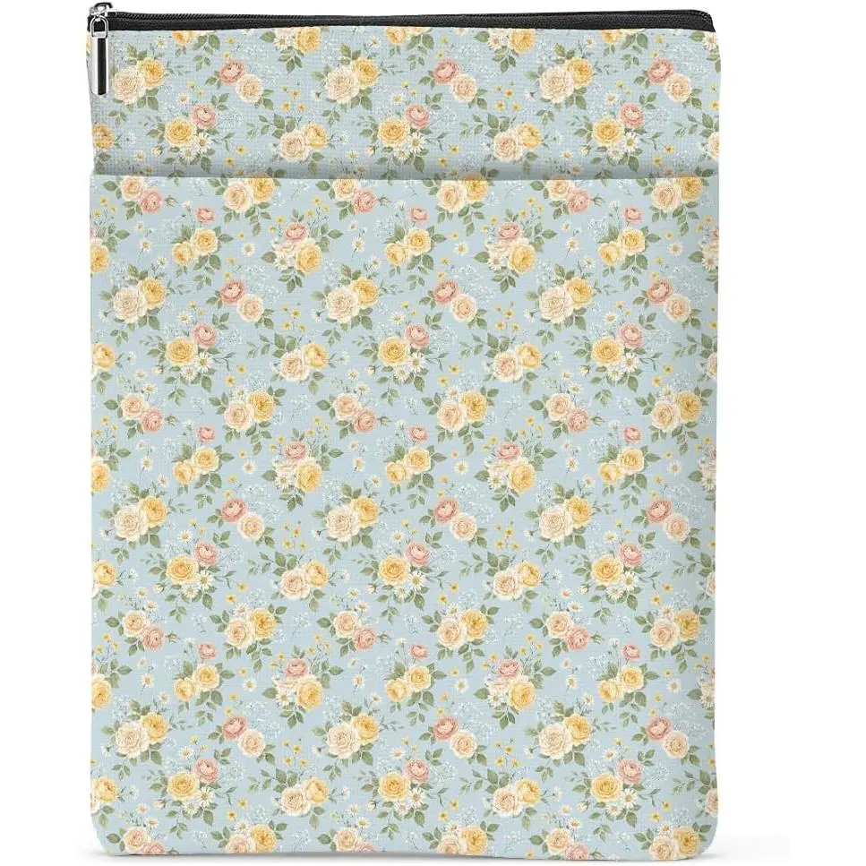 Book Lovers Gifts Book Sleeve  Book Pouch Protector with Zipper and Front Pocket BookCover Case for Women Girl Readers Sister  Halloween Bookish Gifts  Wildflower