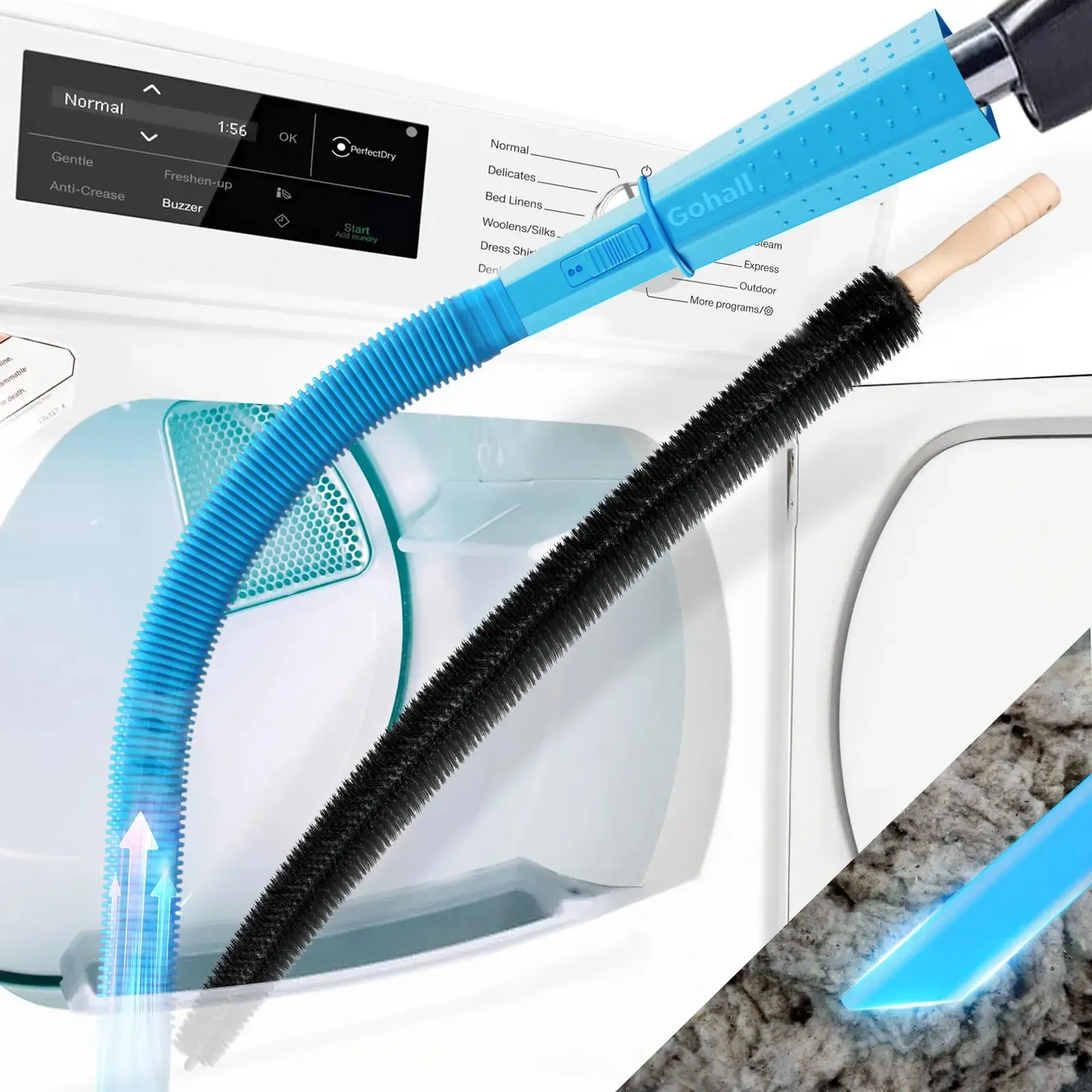 2 Pack Dryer Vent Cleaner Kit, Universal Vacuum Hose Lint Brush Attachment, Deep Cleaning Lint Remover, Improve Dryer Efficiency & Cut Electric Bills