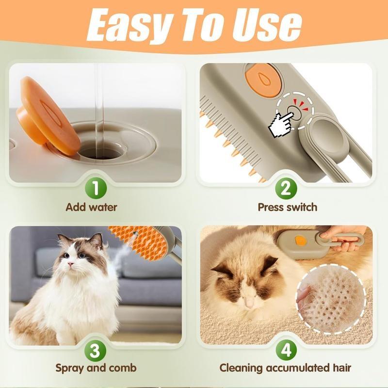 Pet Steam Brush,Cat Dog Hair Remover, Adjustable Pet Hair Remover,Pet Steamy Mist,Steam Pet Brush for Pet Hair 3-IN-1 Steamy Cat Brush Grooming Comb for Dogs Steam Brush for Cats Remove Flying Fur Steam Advanced Pet Hair Removal Comb pet pal brush